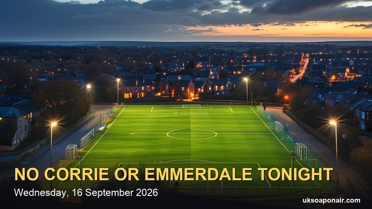Floodlit football pitch at dusk surrounded by town rooftops